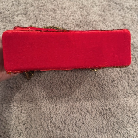 Red and Gold Sequin Kurt Geiger Kensington Chinese New Year Shoulder Bag - Picture 7 of 8
